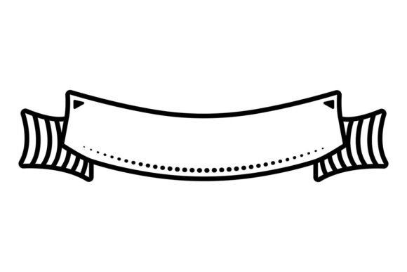 Black Line Ribbon Banner for Vintage Designs