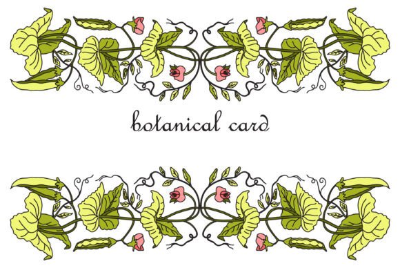 Botanical Card Design with Floral Elements