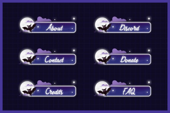 Cute Bat Moon Halloween Twitch Panels