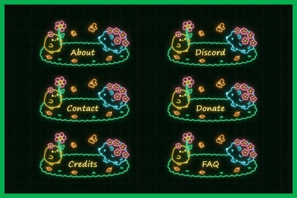 Cute Kawaii Neon Twitch Panels for a Cheerful Stream