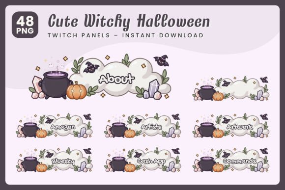 Cute Witchy Halloween Twitch Panels