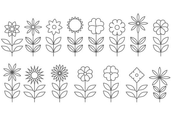 Exploring the Modern Web Outline Flowers Set: Minimalist Elegance for Digital Design