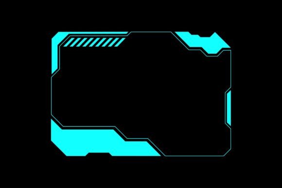 Futuristic Cyber HUD Frame Neon Blue