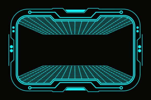 Futuristic HUD Interface Frame with Grid: A High-Tech Design Solution for Modern Visuals