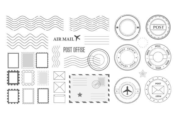 Grunge Postage Stamp Design Elements