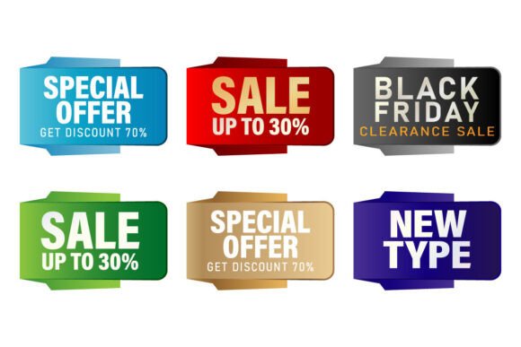Label Sale Price Tag with Six Different Colors