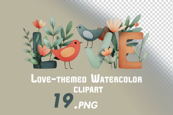 Love-themed Watercolor Clipart: Bringing Softness and Charm to Your Designs