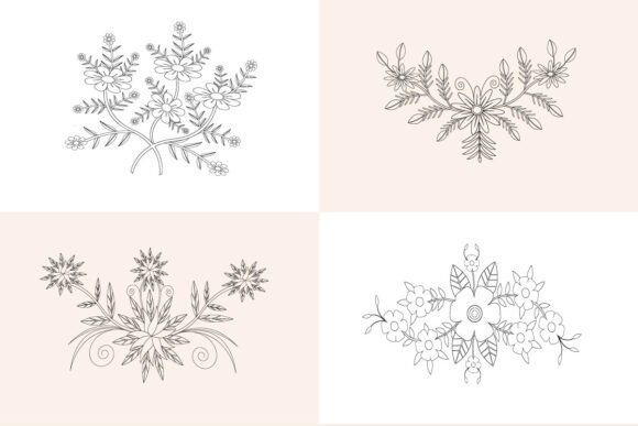 Professional Floral Embroidery Elements for Creative Design Projects