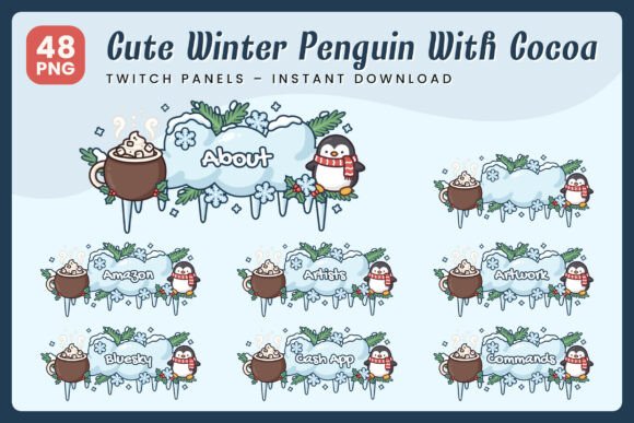 Winter Penguin Cocoa Twitch Panels: A Cozy Upgrade for Your Stream